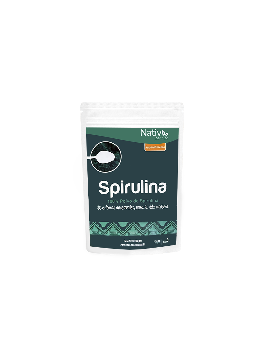 Espirulina en polvo 100 gramos Marca Nativ For life