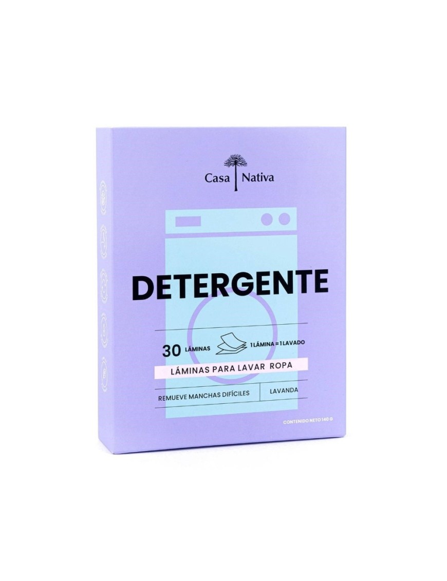 Detergente en laminas lavanda 190 gramos Marca Casa Nativa