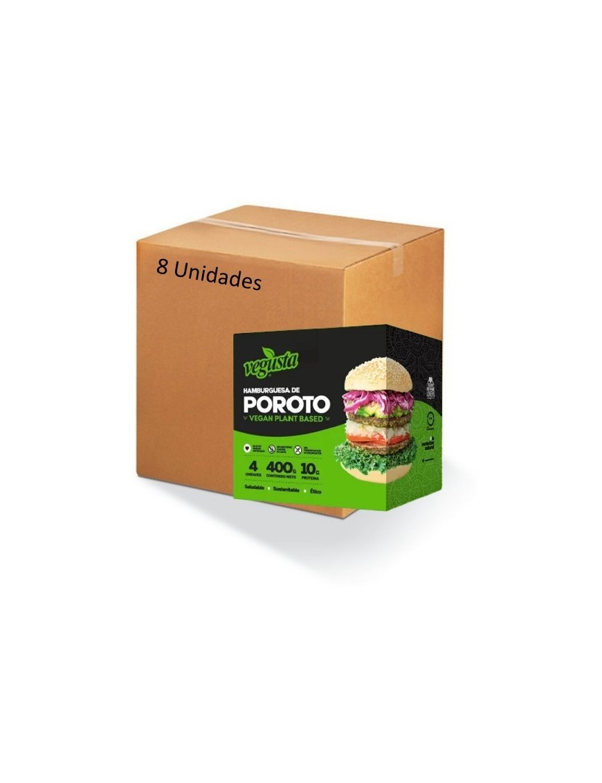 Caja Hamburguesa de porotos negros 8 unidades 400 gramos Marca Vegusta