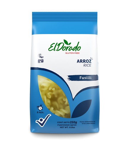 Pasta de arroz integral fusilli 250 gramos El Dorado