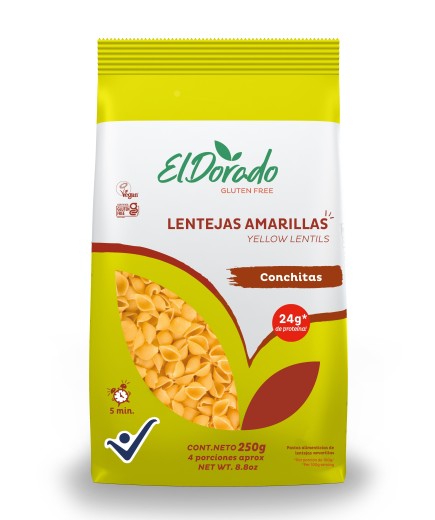 Pasta de lentejas amarillas conchitas 250 gramos El Dorado