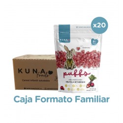 Caja Puffs sabor frutilla betarraga 20 unidades de 50 gramos Marca Kuna Foods